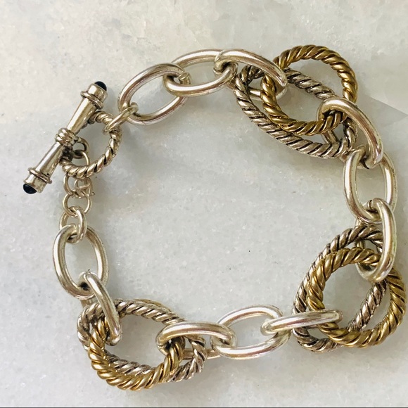 Oval Chain Link Bracelet Silver/Gold - Picture 2 of 7